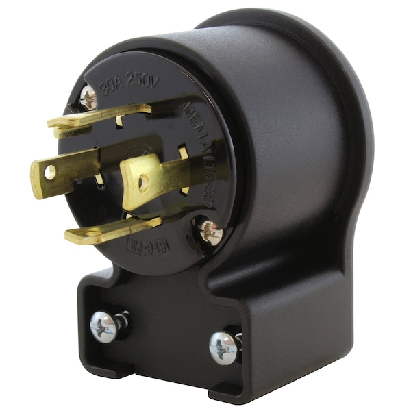 Locking Plug, L15-30P, 30 A, 250V AC, Three Phase, Black